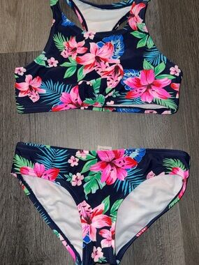 Kanu Surf Kids Navy Floral Two-Piece Swimsuit - Pink, Green, Blue